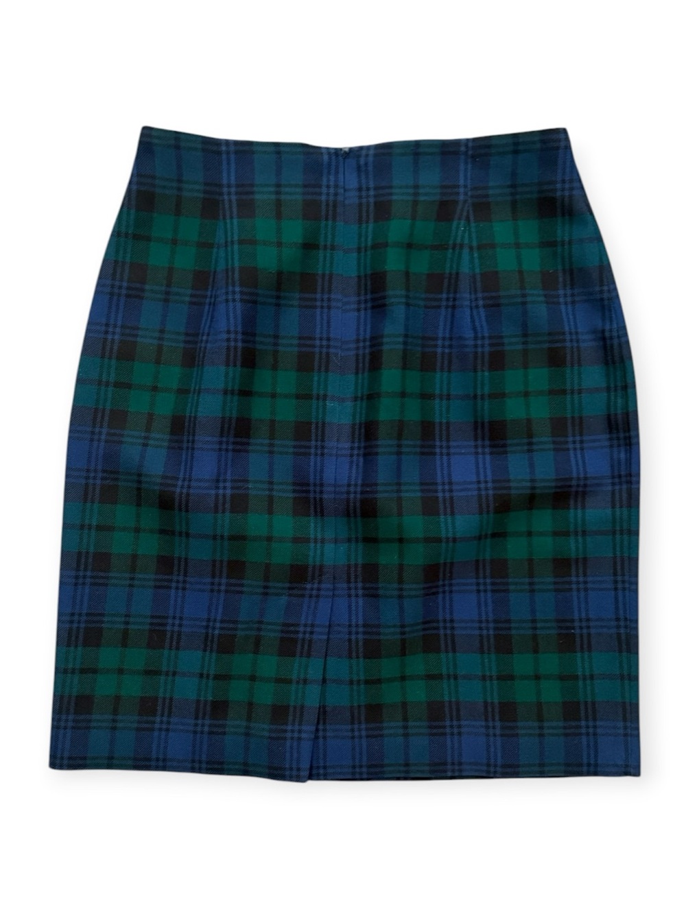 Talbots Green and Blue Vintage Plaid Pencil Skirt